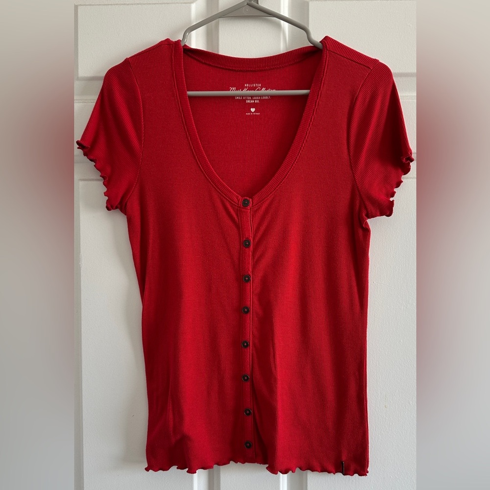 Hollister Red Button-Down Women's Top